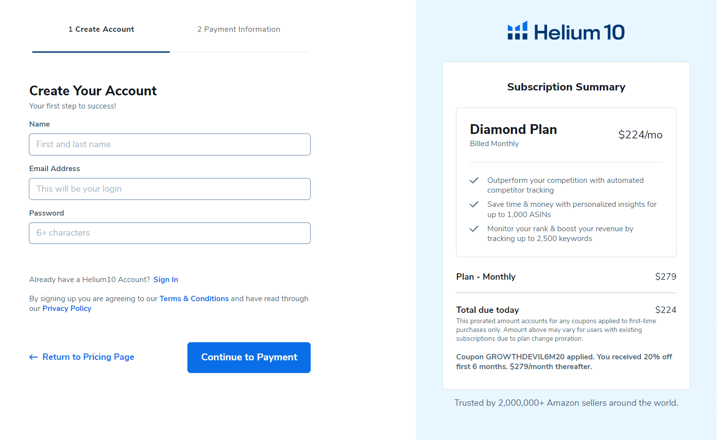 Helium 10 Checkout Page Helium 10 Checkout Page