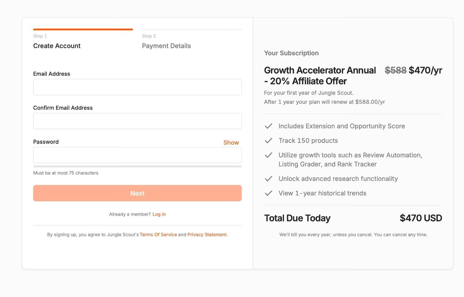 Create An Account on Jungle Scout