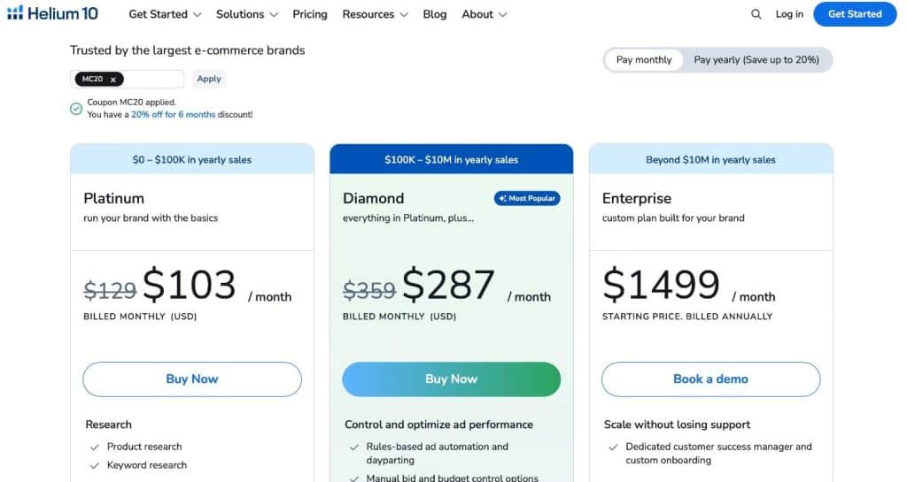 Apply Coupon On Helium 10 Pricing Page Apply Coupon On Helium 10 Pricing Page