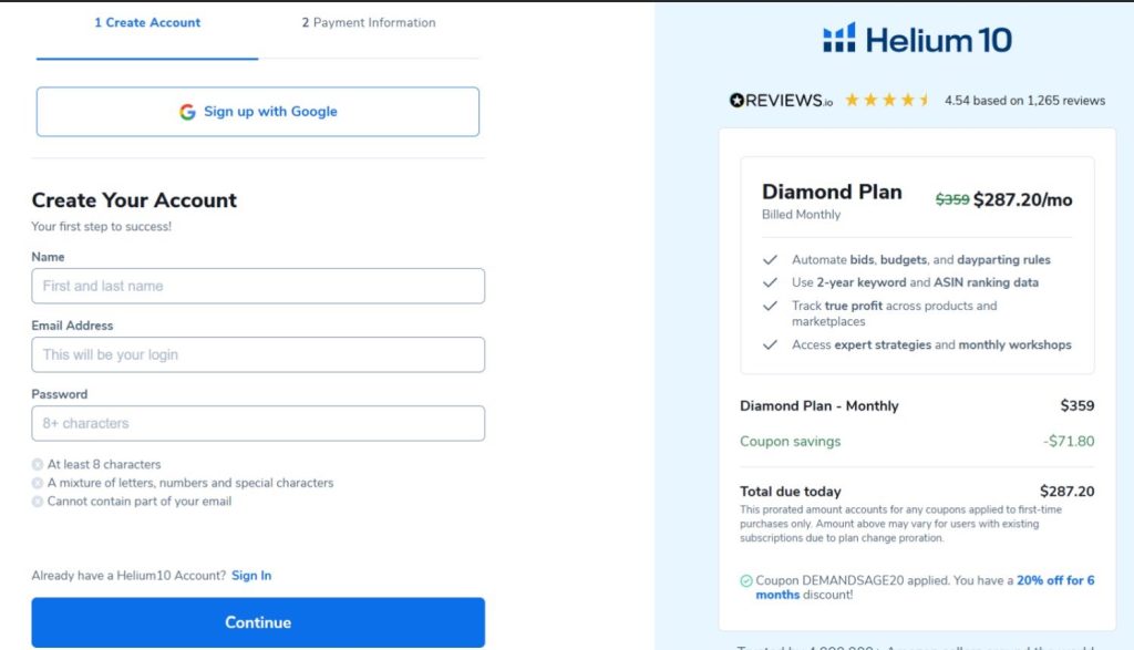 Create Your Helium 10 Account Create Your Helium 10 Account