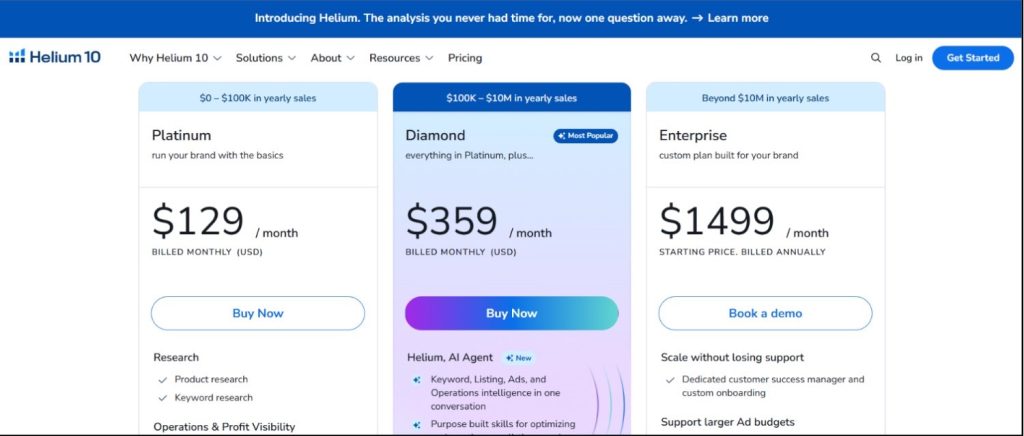 Helium 10 Pricing Plans Helium 10 Pricing Plans